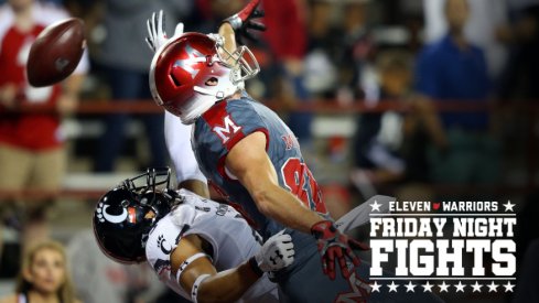 Sep 16, 2017; Oxford, OH, USA; Cincinnati Bearcats safety Malik Clements (4) defends against Miami (Oh) Redhawks wide receiver Luke Mayock (86) in the second half at Fred Yager Stadium. Mandatory Credit: Aaron Doster-USA TODAY Sports