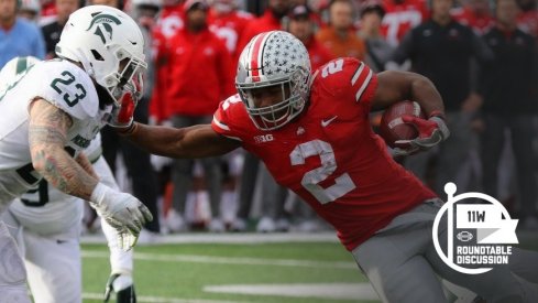 J.K. Dobbins is averaging 130.8 rushing yards per game so far this season. 