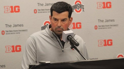 Ryan Day meets with media.