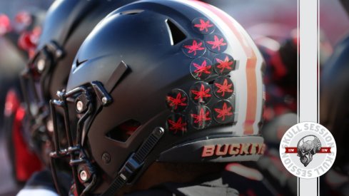 The buckeyes have some black helmets in today's skull session.