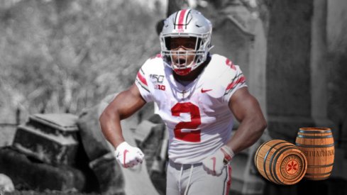 Sep 14, 2019; Bloomington, IN, USA; Ohio State Buckeyes running back J.K. Dobbins (2) reacts to scoring a touchdown against the Indiana Hoosiers during the second quarter at Memorial Stadium . Mandatory Credit: Brian Spurlock-USA TODAY Sports