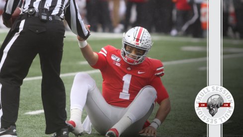 Justin Fields gets a helping hand in today's skull session.