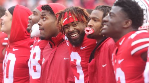 Ohio State players during Carmen after the Buckeyes' 38-7 win over Wisconsin.