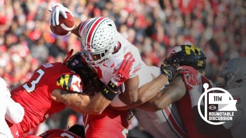 J.K. Dobbins ran for a career-high 203 yards last year versus Maryland. 