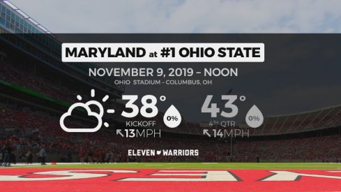 Cool, dry weather for Maryland at Ohio State