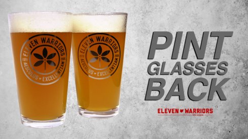 Pint glasses are back in stock at Eleven Warriors Dry Goods (whiskey glasses, too).