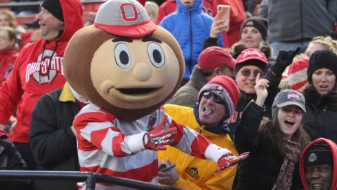 Brutus Buckeye and Ohio State fans