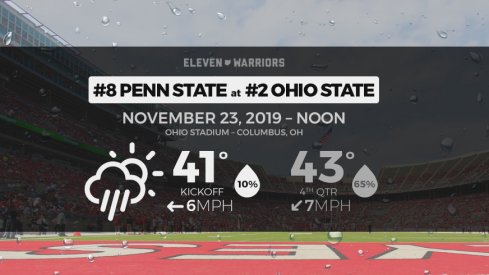 Expect cool, wet conditions for No. 8 Penn State at No. 2 Ohio State Saturday.