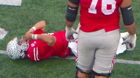 Justin Fields is down.