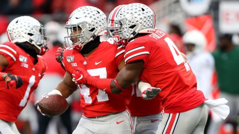 Justin Hilliard celebrates his interception.