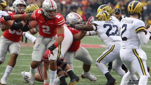 Chase Young chasing Shea Patterson in 2018.