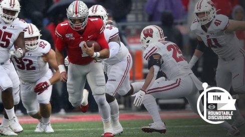 Justin Fields ran for a touchdown and threw for two more in a 38-7 win over Wisconsin back in October.