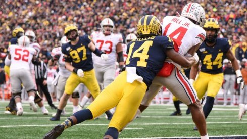 K.J. Hill gave Ohio State a 35-16 lead over Michigan with this six-yard touchdown grab.