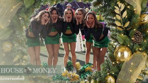 Dec 31, 2018; Santa Clara, CA, USA; Oregon Ducks cheerleaders entertain the fans in the game against the Michigan State Spartans during the third quarter at Levi's Stadium. Mandatory Credit: Stan Szeto-USA TODAY Sports