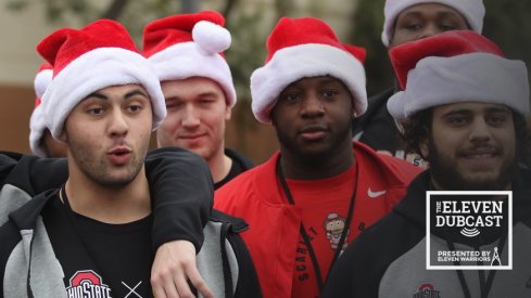 Ohio State players in Santa hats!