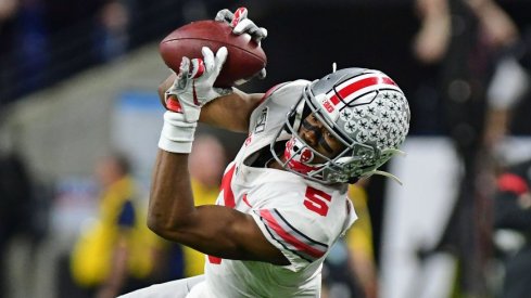Garrett Wilson hauled in 30 receptions for 432 yards and five touchdowns as a true freshman for the Buckeyes.