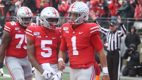 Thayer Munford, Garrett Wilson and Justin Fields