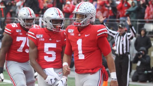 Thayer Munford, Garrett Wilson and Justin Fields