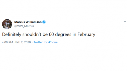 Marcus Williamson questions the warm weather.