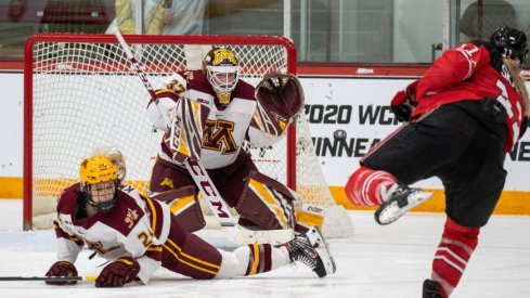 Ohio State women's hockey beat Minnesota in OT to advance to the WCHA championship game. 