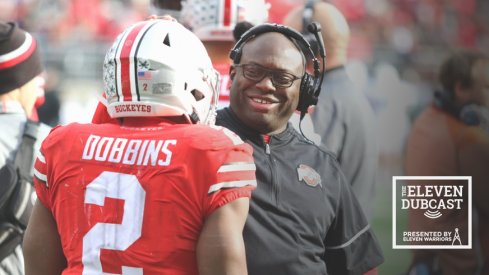 Ohio State running backs coach Tony Alford with former Ohio State running back J.K. Dobbins