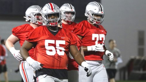 Matthew Jones, Paris Johnson Jr. and Ohio State's offensive linemen