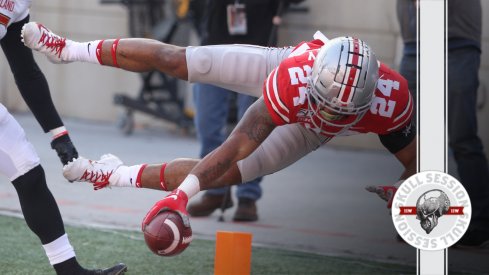 Marcus Crowley does a touchdown in today's skull session.