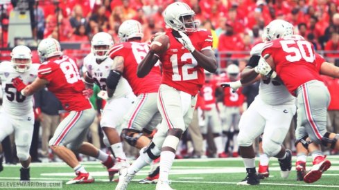 The great Cardale Jones tossed two first-half interceptions before giving way to J.T. Barrett in a dicey 20-13 win over Northern Illinois in 2015.