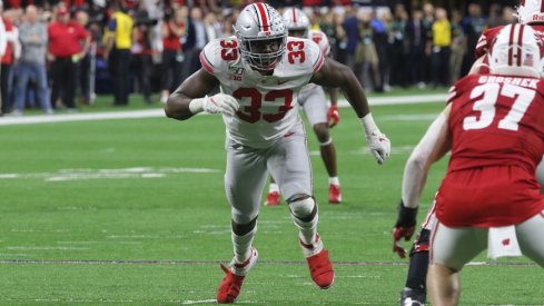 Zach Harrison vs. Wisconsin in the 2019 Big Ten Championship Game at Lucas Oil Stadium.