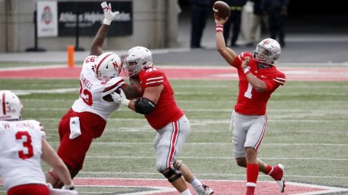 Justin Fields was nearly perfect completing 20 of 21 throws for 276 yards and two scores against Nebraska.