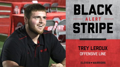 Trey Leroux sheds his stripe.