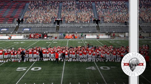 The Buckeyes celebrate the win.