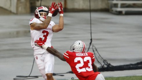 Marcus Hooker is beat by Ty Fryfogle for a touchdown in Ohio State's 42-35 win over Indiana.