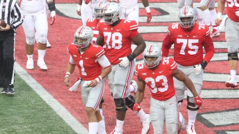 Justin Fields, Master Teague, Nicholas Petit-Frere and Thayer Munford