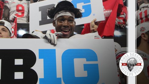 JJB is holding the B1G sign in today's skull session.