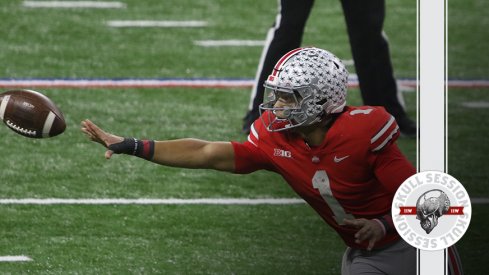 Justin Fields is pitching the ball in today's skull session.