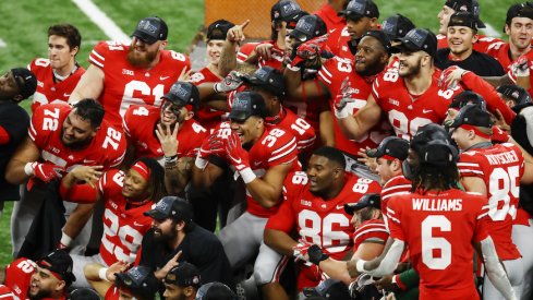 Ohio State players celebrate the Big Ten championship.