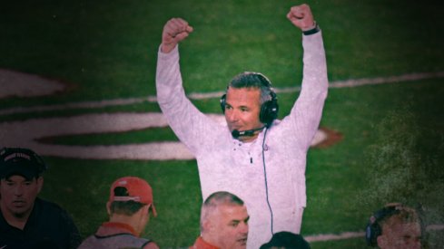 Jan 1, 2019; Pasadena, CA, USA; Ohio State Buckeyes head coach Urban Meyer celebrates as the Ohio State Buckeyes defeat the Washington Huskies in the 2019 Rose Bowl at Rose Bowl Stadium. Mandatory Credit: Robert Hanashiro-USA TODAY Sports