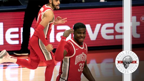 The Buckeyes celebrate a three in today's skull session.