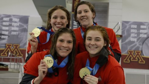 Emily Crane, Sophomore Hannah Bach, Senior Katie Trace and Senior Taylor Petrak 