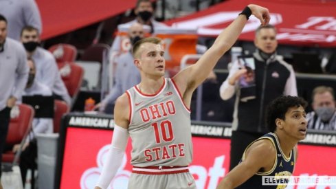 Justin Ahrens has struggled to get a shot off amid Ohio State's three-game losing streak. 