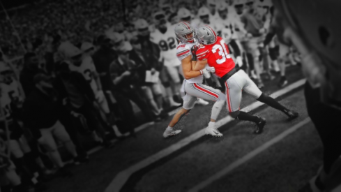 Ohio State football players work on drills before the 2019 Spring Game at Ohio Stadium. | © Joe Maiorana USAT Sports