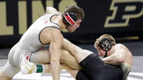 Dylan D'Emilio wrestles at Purdue in February 2021