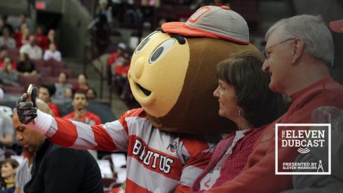 Brutus Buckeye with some fans