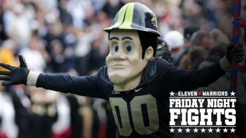 Purdue Pete runs across the field for the first quarter of an NCAA college football game, Saturday, Oct. 23, 2021 at Ross-Ade Stadium in West Lafayette