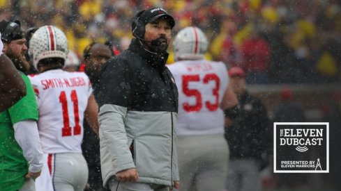 Ryan Day in the snow at the Big House