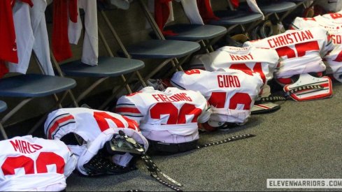 Ohio State jerseys in locker room