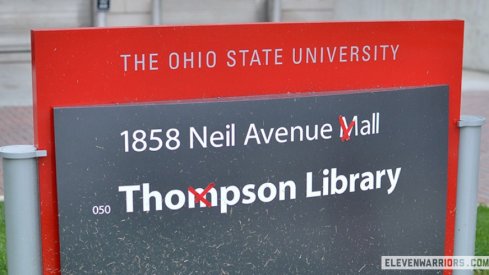 Thompson Library sign corrected for Michigan week