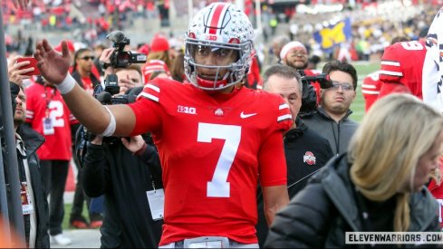 C.J. Stroud walking off the field at Ohio Stadium