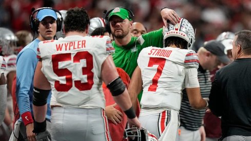 Luke Wypler and C.J. Stroud in the Peach Bowl